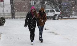 Shelby Horton/Collegian - Students and  teachers battled the harsh weather conditions as snow and frigid temperatures blew across campus on Feb. 4.