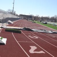 Bailey Terry/Collegian - On Feb. 26, the Gowans all weather track was still unusable for the track team because of ongoing operations for installing new Astroturf in the stadium.