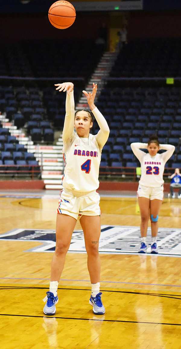 Hailey Jackson sank three free throws with 0.7 seconds left in the April 1 NJCAA Division Women's Basketball Championship game in Casper, Wyo. Jackson's free throws tied the game, helping sent it to overtime, where the Blue Dragons won 88-80. Collegian file photo.